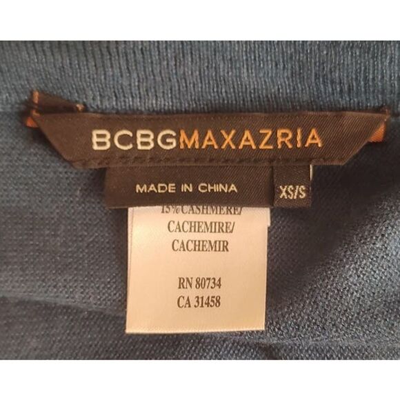 BCBGMaxazria Silk Cashmere Teal Ruffle Open Front Cardigan Sweater Small - Picture 5 of 6